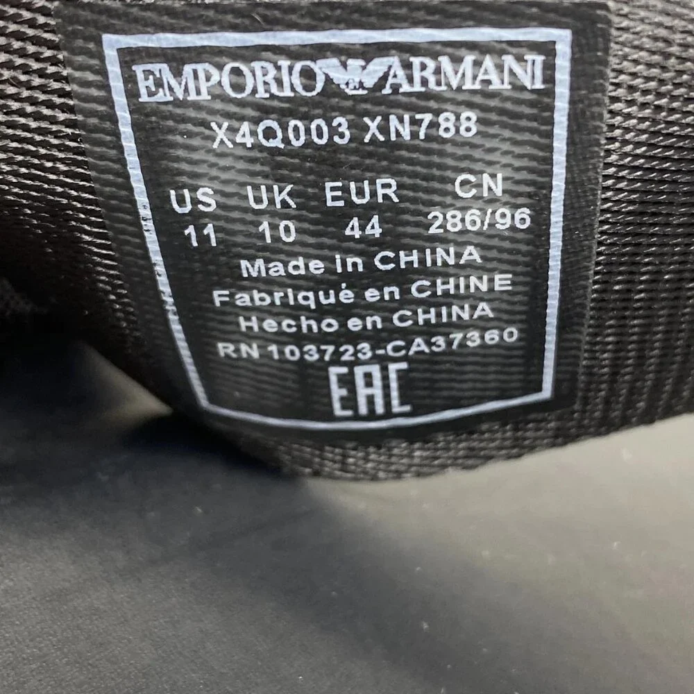 NEW EMPORIO ARMANI Mens Sandals Black Size 11 Logo Tape Thong Slip-On Flat